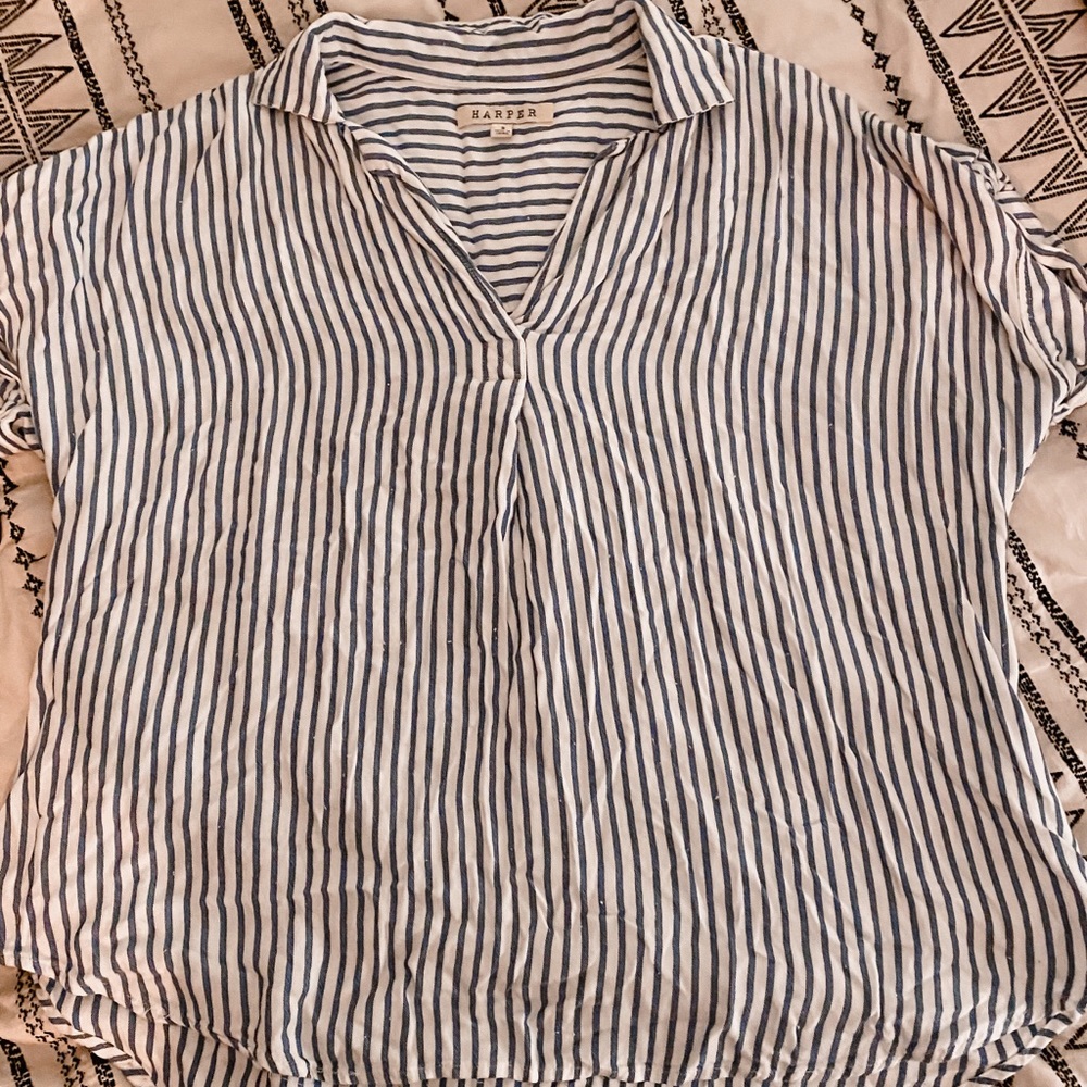 Striped V-neck Blouse